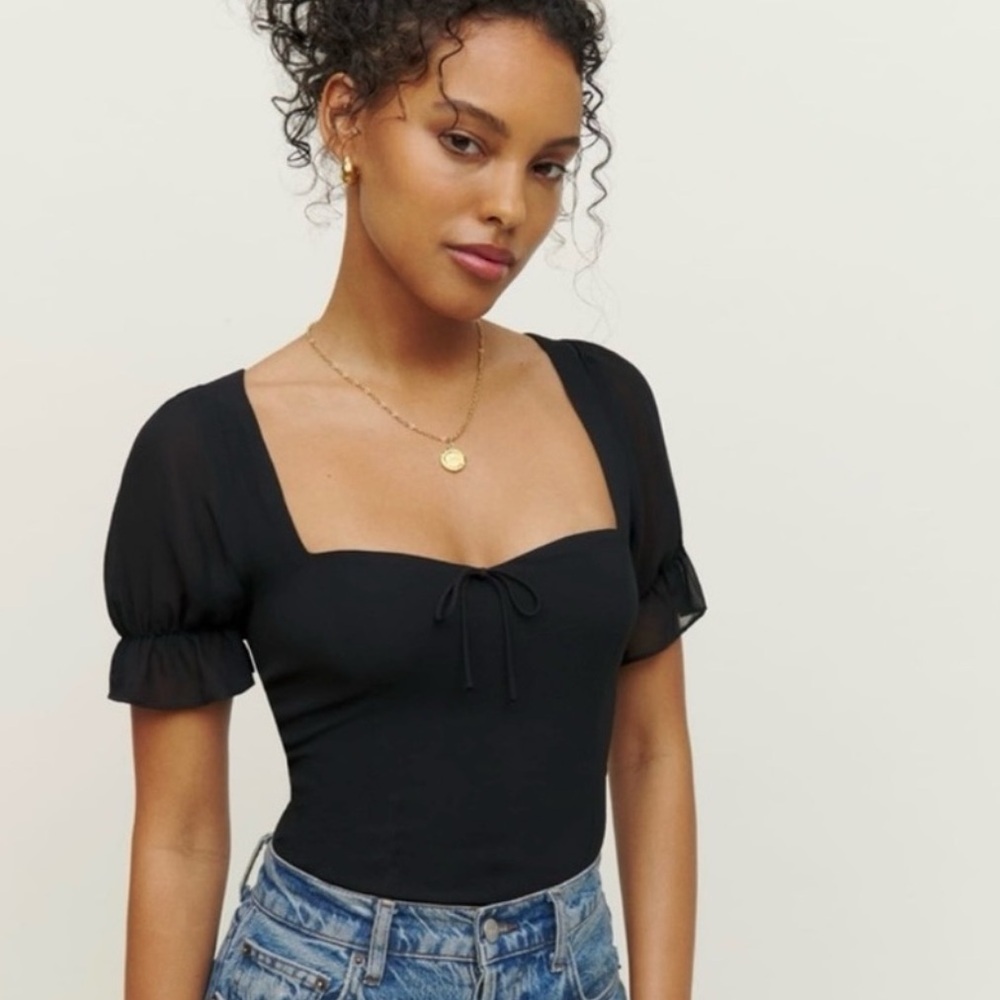 Reformation Delenan Short Sleeve Blouse Size 12